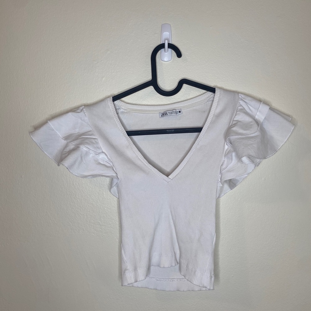 Zara white crop top size S